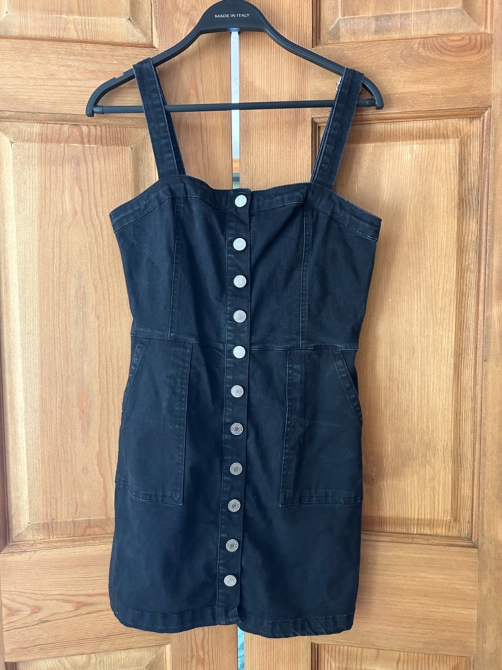 Garage Black Button-Front Denim Mini Dress